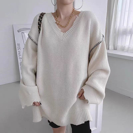 【tops】Vネック長袖ニットセーターG23858