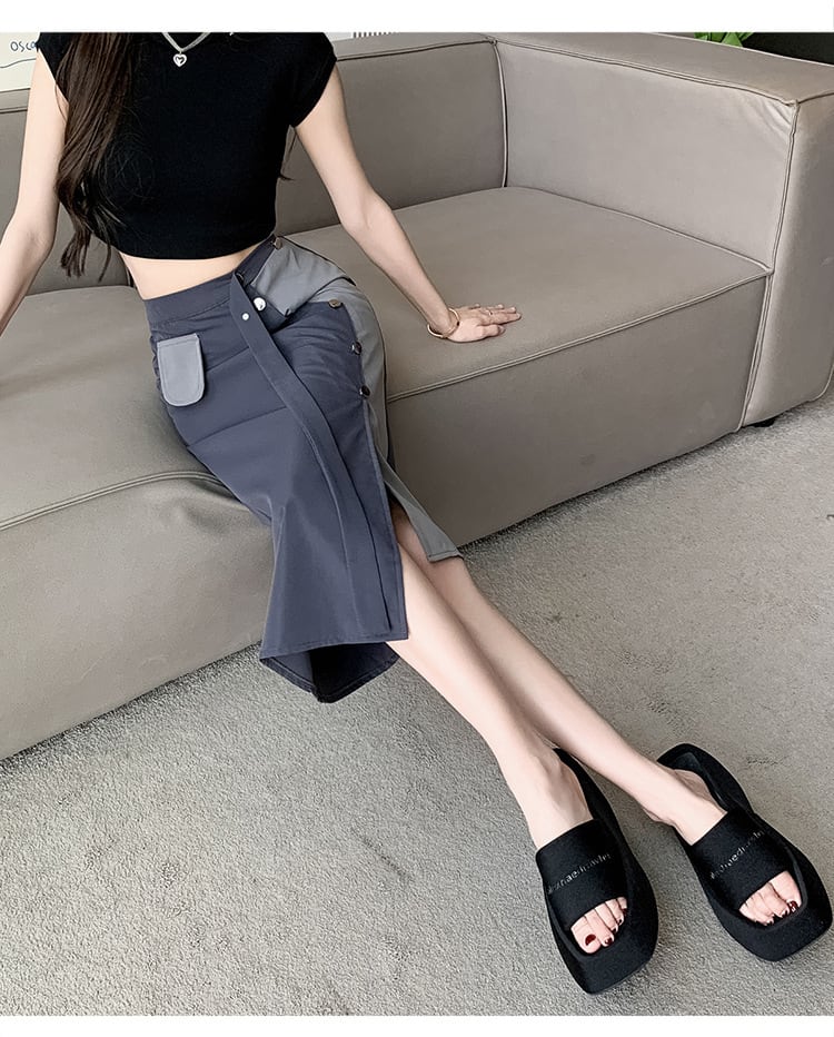 【bottoms】不規則ハイウエストスカートG20941