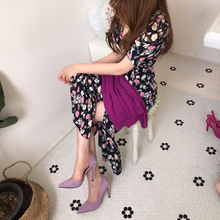 【dress】花柄スリットワンピース　M24720