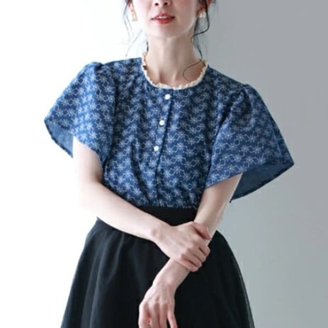 【tops】デニムプリントトップス　M30192