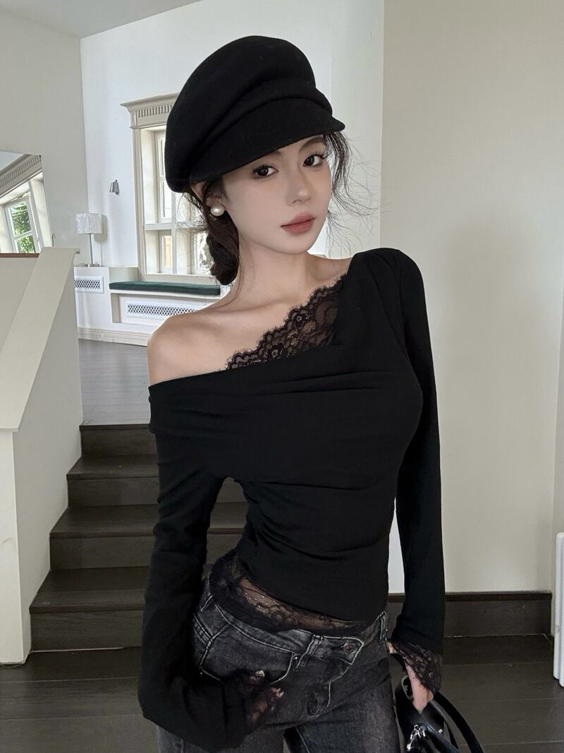【tops】レース切り替えトップス　M28268