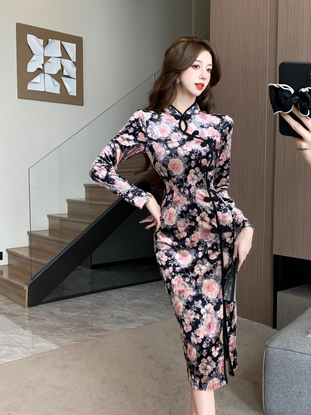【dress】プリントスリットデートワンピース　M28303