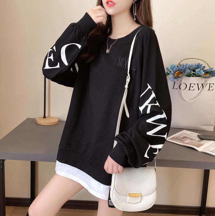 【tops】選べる5色！ラウンドネック長袖英字柄ファッションゆったり着回しパーカーF0673