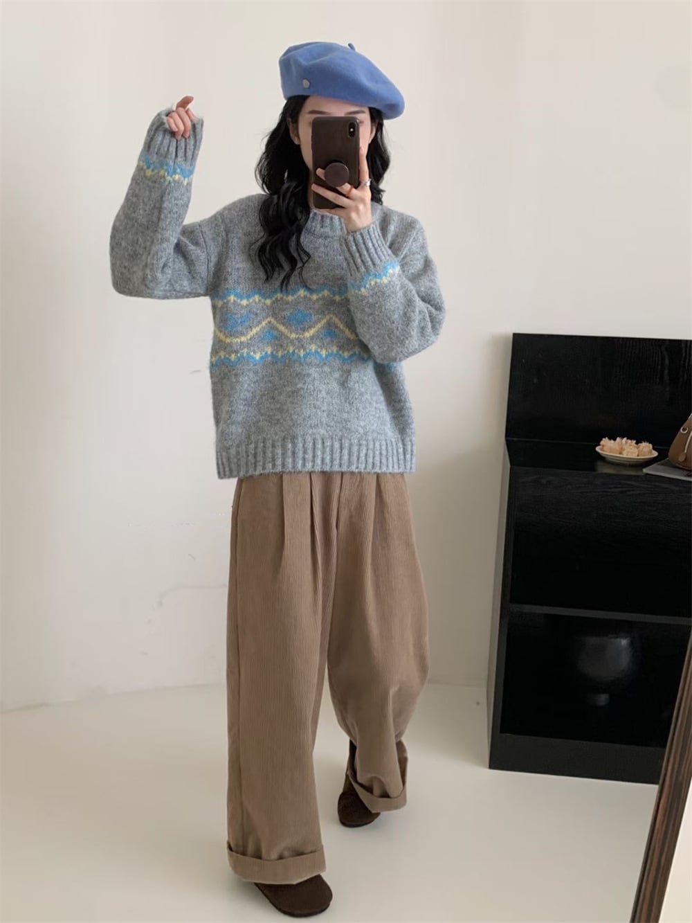 【tops】ジャカードニットセーター　M27134