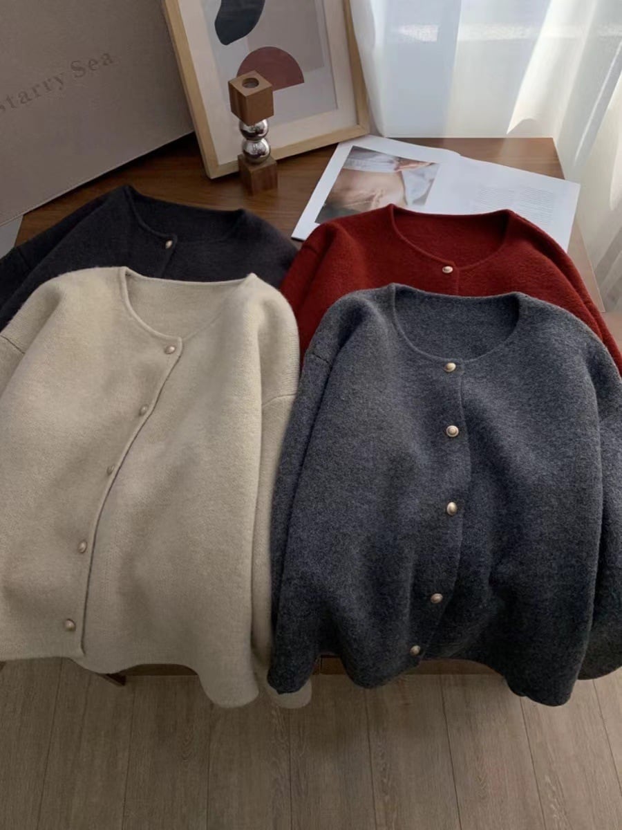 【outer】クルーネックニットカーデ　M25943