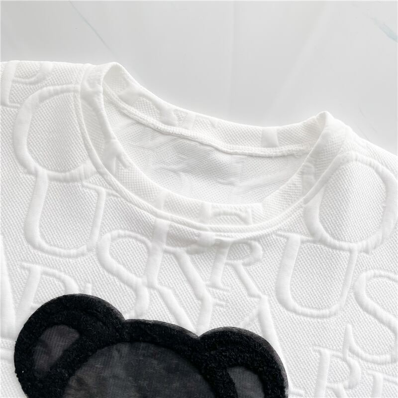 【tops】オシャレ度満点〜2色ラウンドネック半袖配色着回しゆったりTシャツF0156