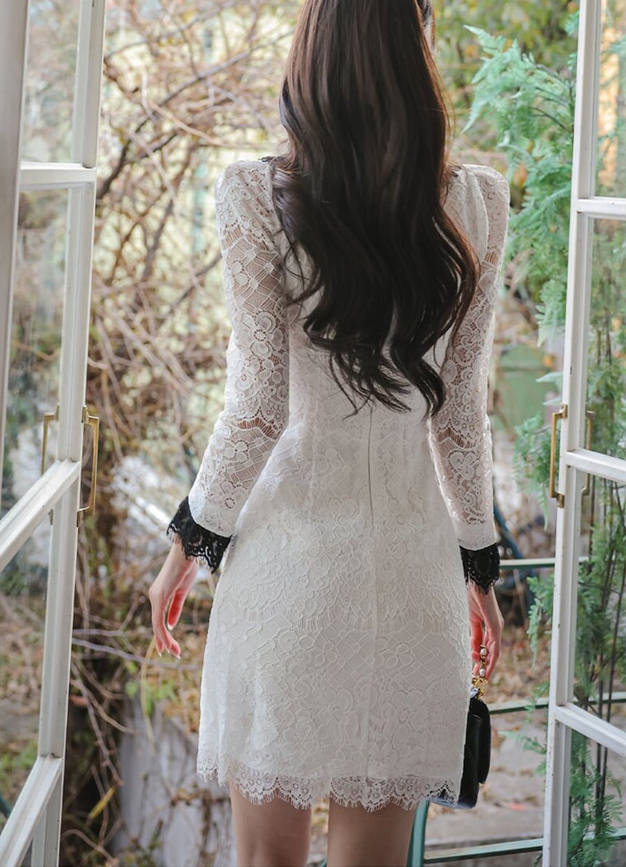 【dress】Aラインレースワンピース Q6943