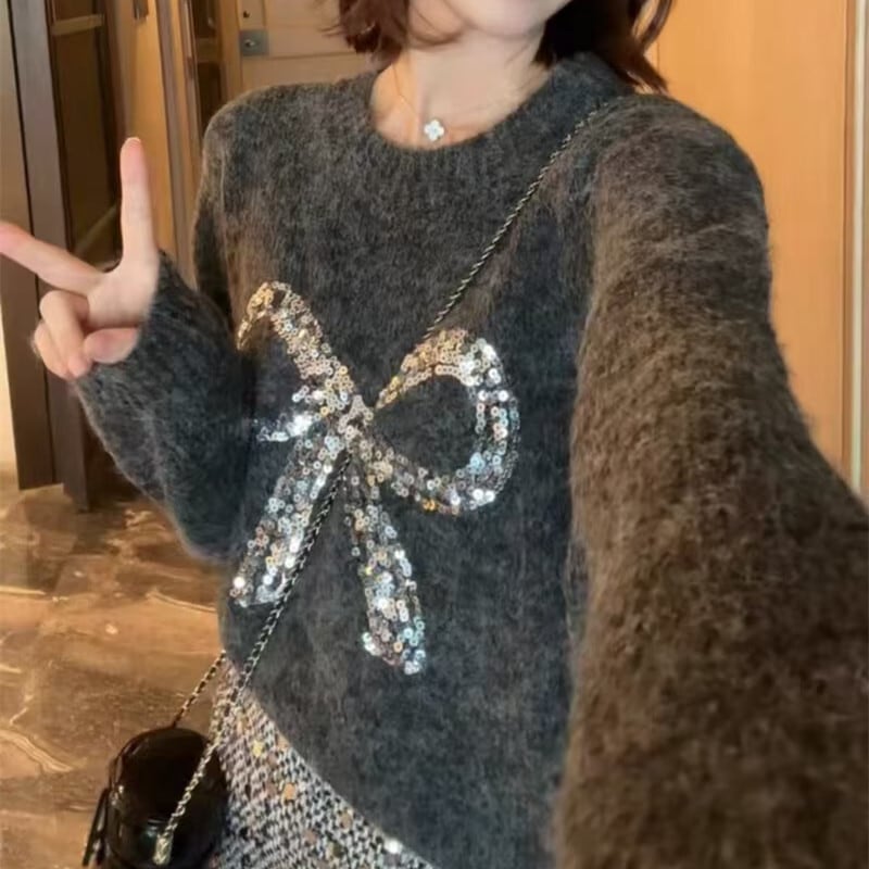 【tops】スパンコールニットセーター　M28738