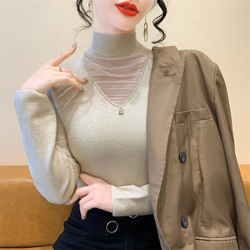 【tops】チュールドッキングニットトップス　M27626