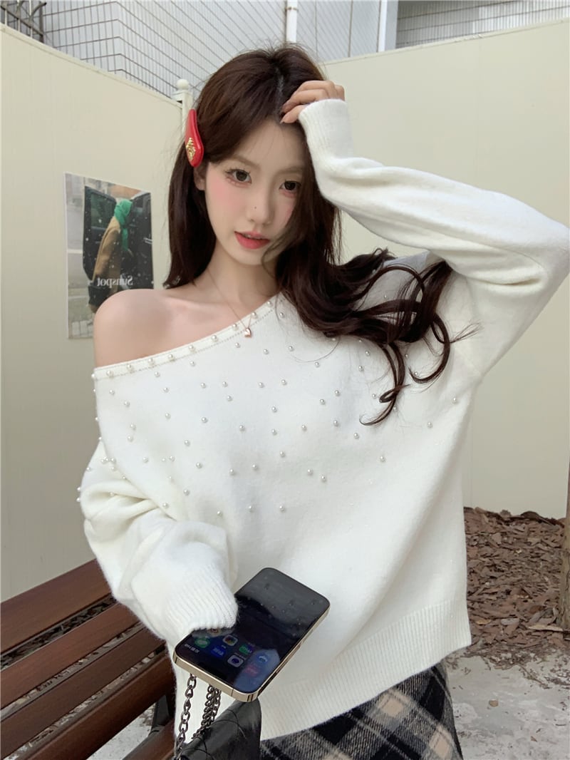 【tops】パールニットセーター　N2726