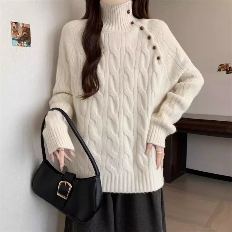 【tops】ハイネックニットトップス Q7314