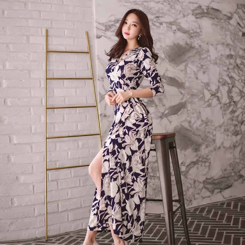 【dress】好感度UP!セクシー気質満点レトロ体型カバー着痩せVネックワンピース G2003