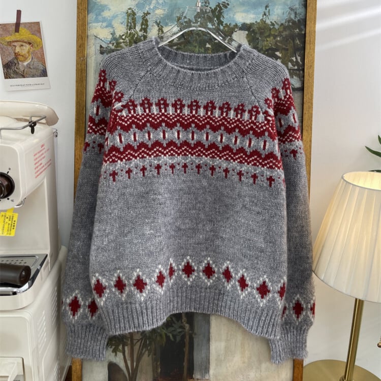 【tops】プリントニットセーター　M27509
