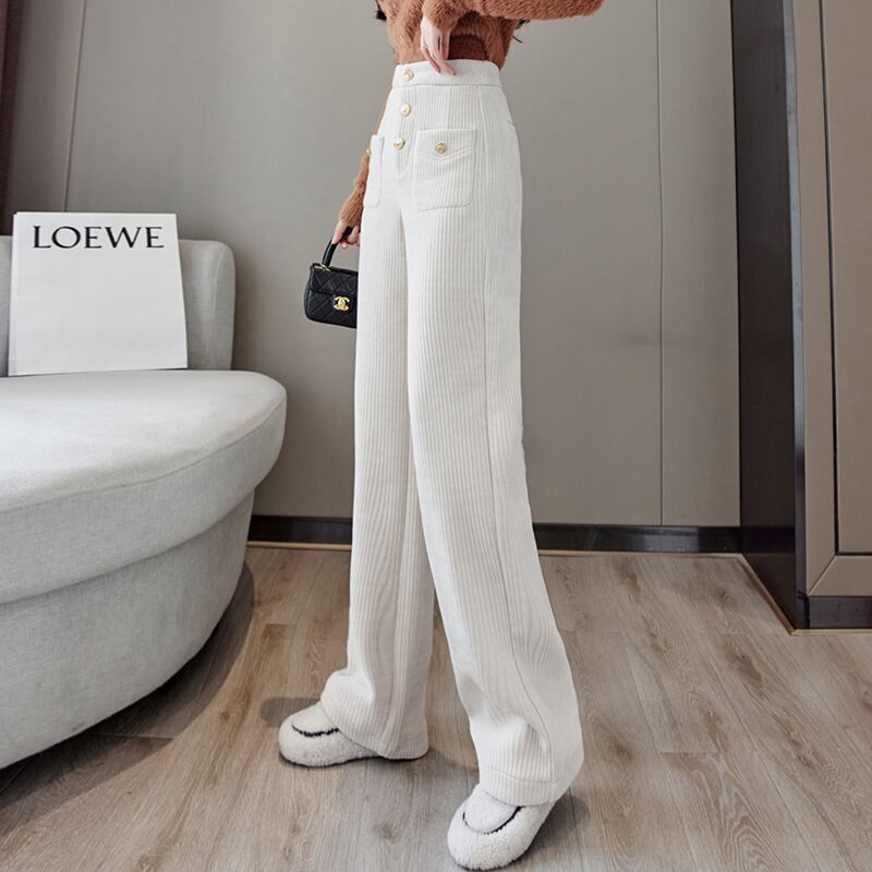 【bottoms】秋冬新作!気質満点レトロ厚手裏起毛着痩せハイウエストガウチョパンツ G4502