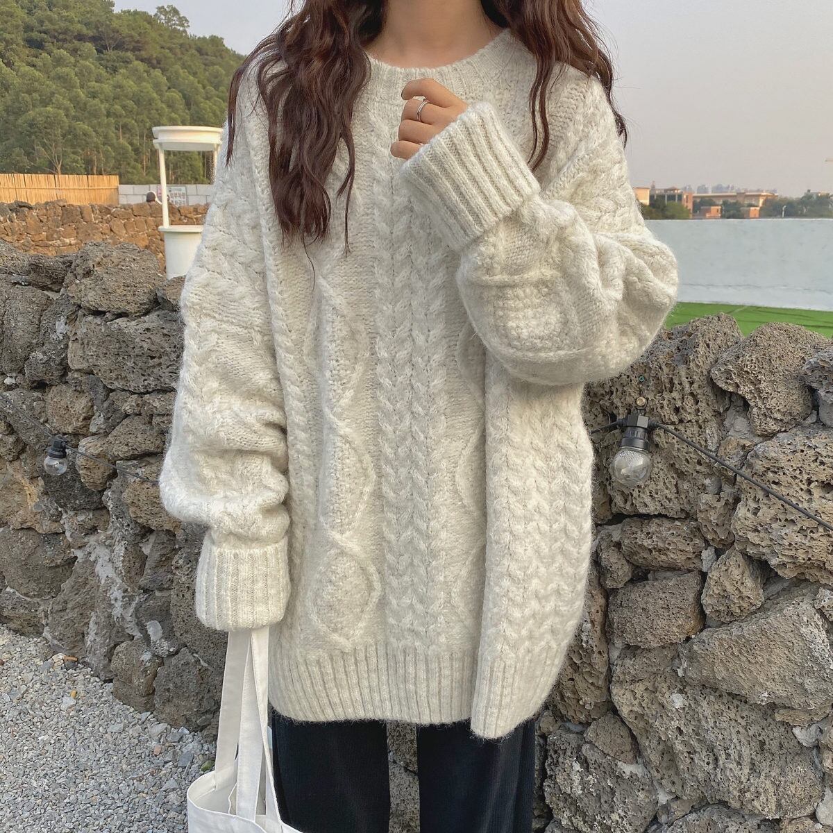 【tops】クルーネックニットセーター　M19014