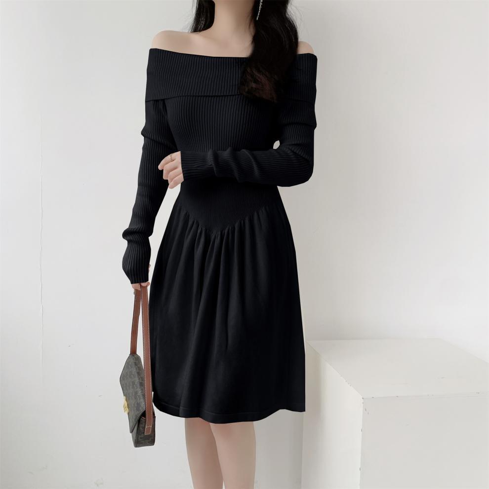【dress】オフショルダーニットワンピース　M28032