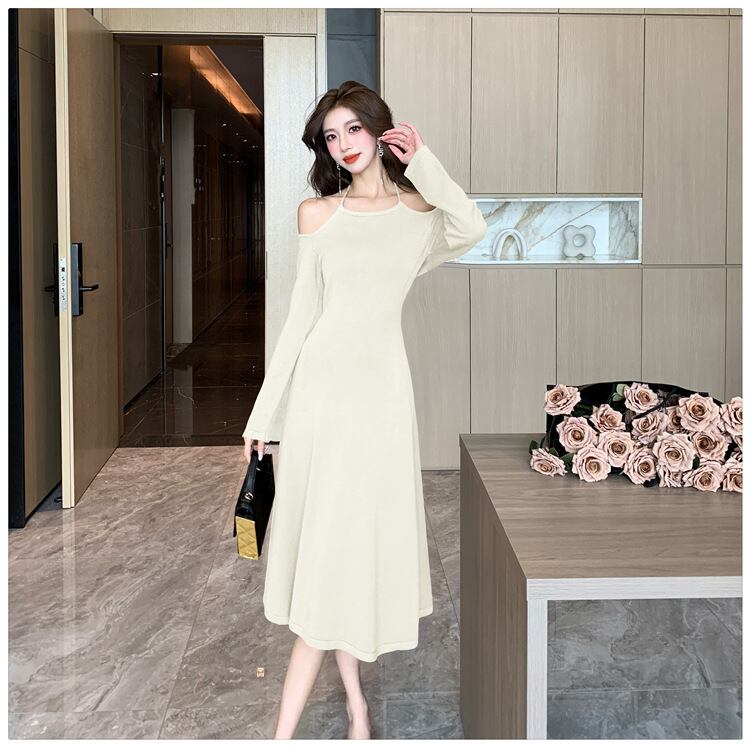 【dress】オフショルダーニットワンピース　M18760