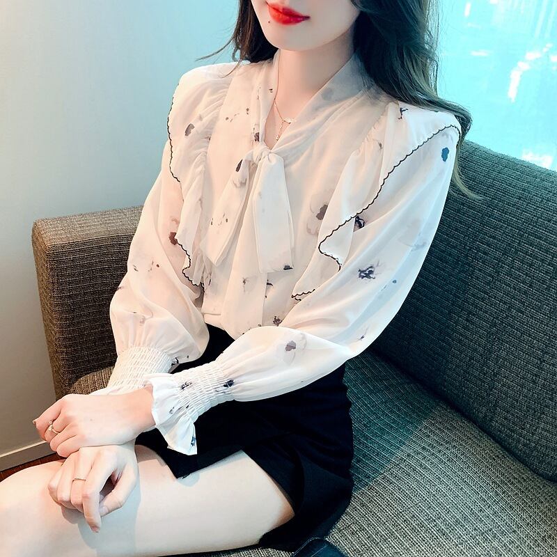 【tops】リボン付きシャツトップス　M18477