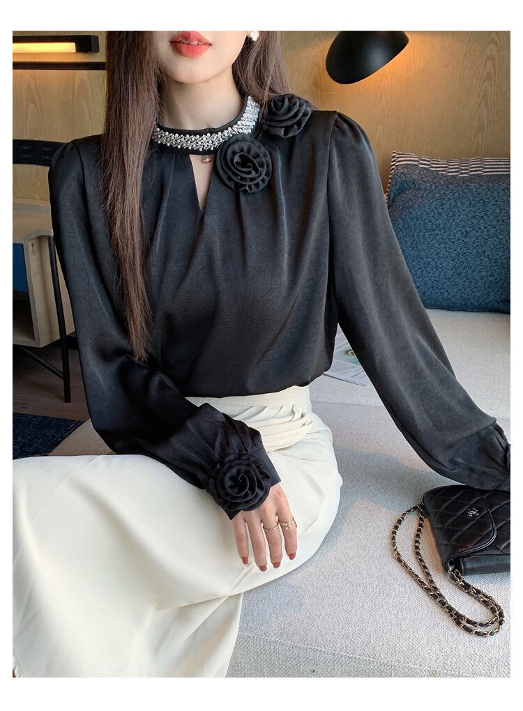 【tops】立体フラワーシャツトップス　M28972