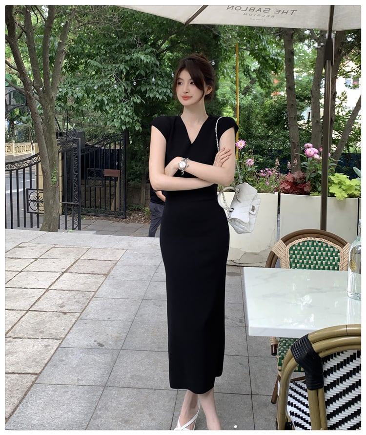 【dress】Vネックニットワンピース　M24482