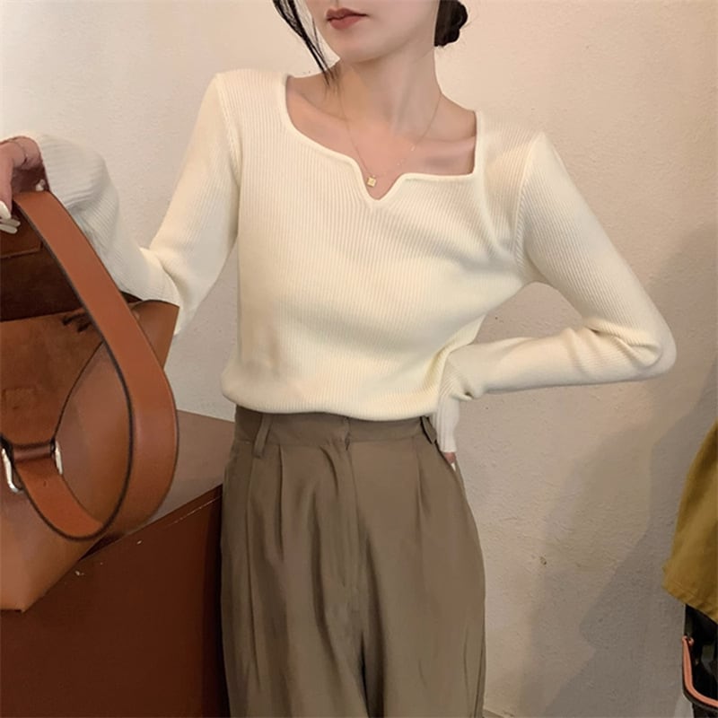 【tops】Vネックニットトップス　M18569