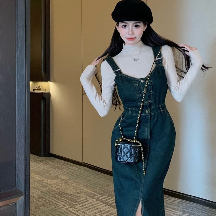 【dress】サロペットデニムワンピース　M27988