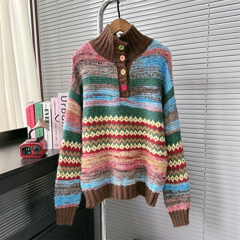 【tops】ボーダー柄ニットセーター　M27904