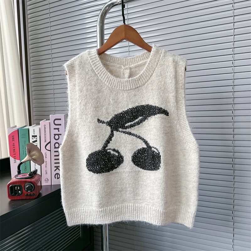 【tops】クルーネックニットベスト　M29541