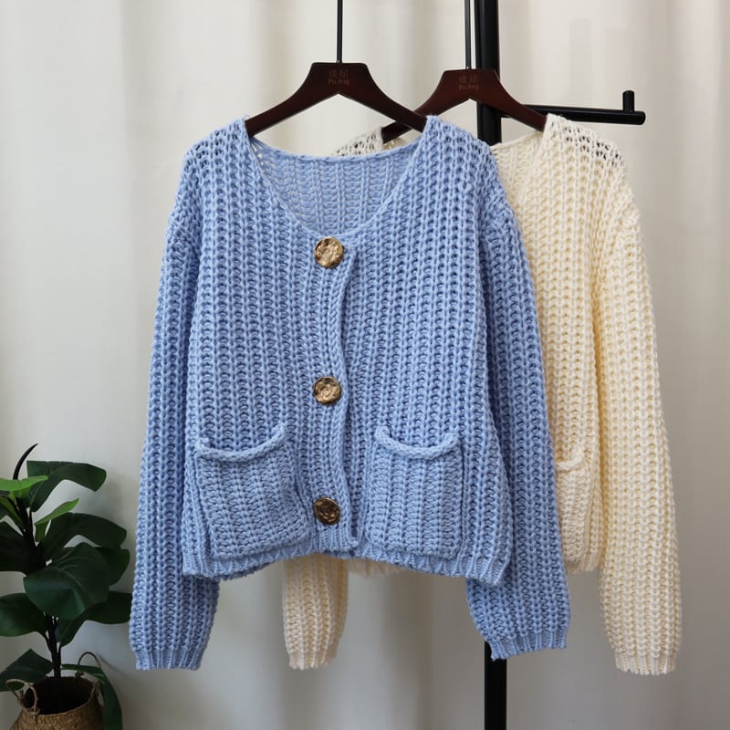 【outer】無地ニットカーデ　M26360