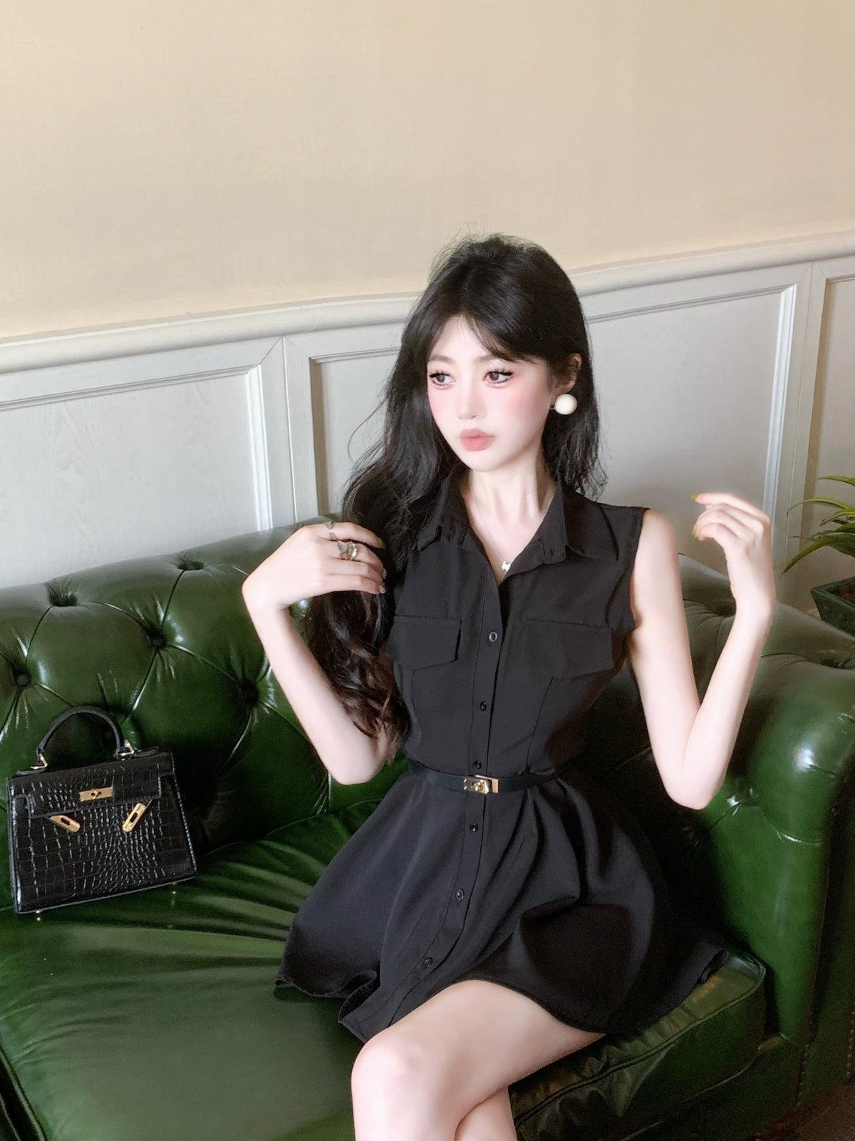 【dress】POLOネックシャツワンピース　M24537