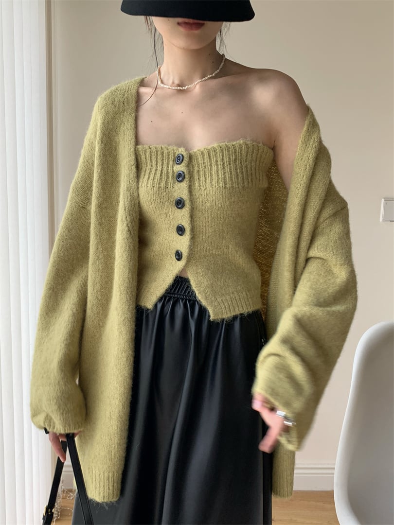 【set】ニットベアトップ×カーディガンセット　M26758