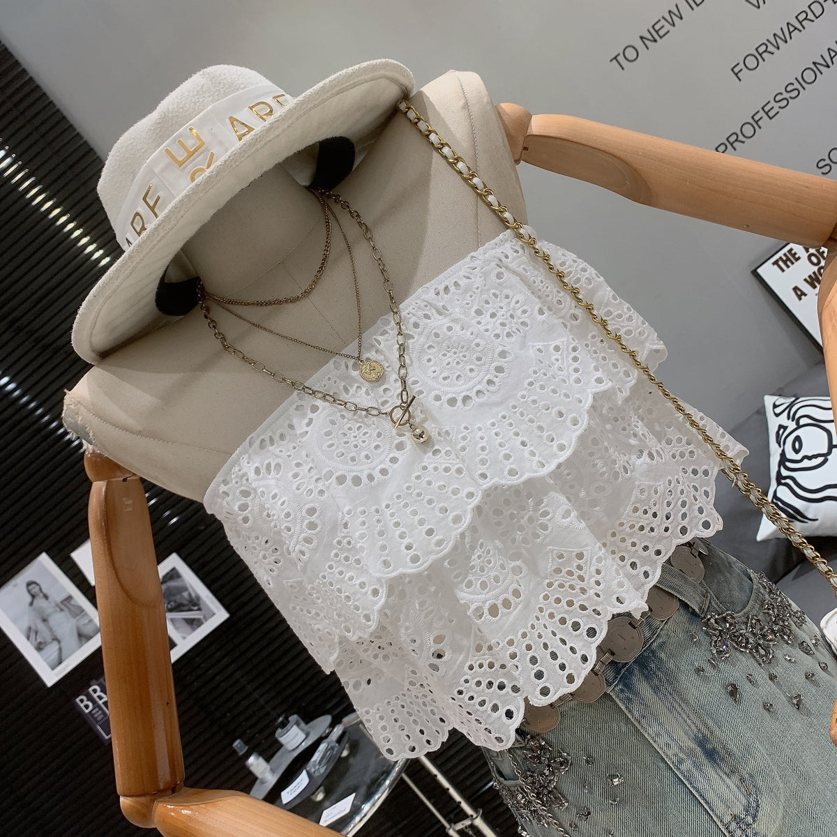 【tops】カットワークベアトップ　M25027