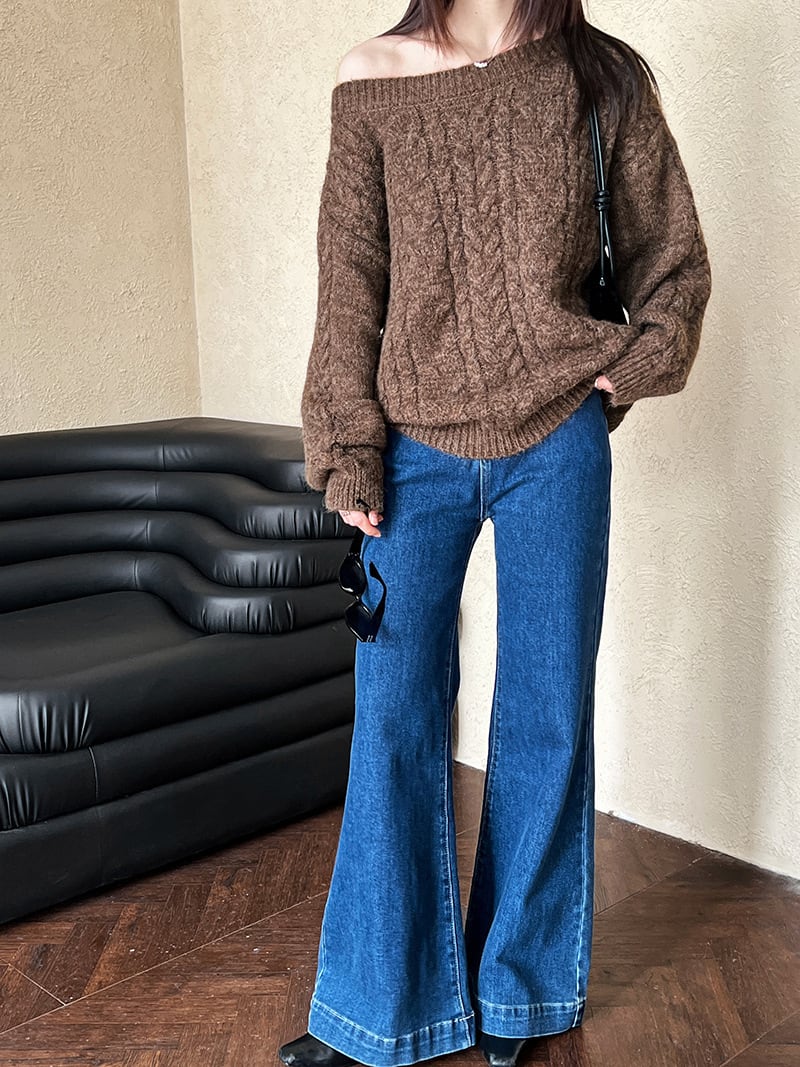 【tops】オフショルダーニットトップス　N2912