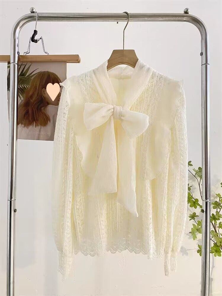 【tops】レース切り替えブラウス　M29485