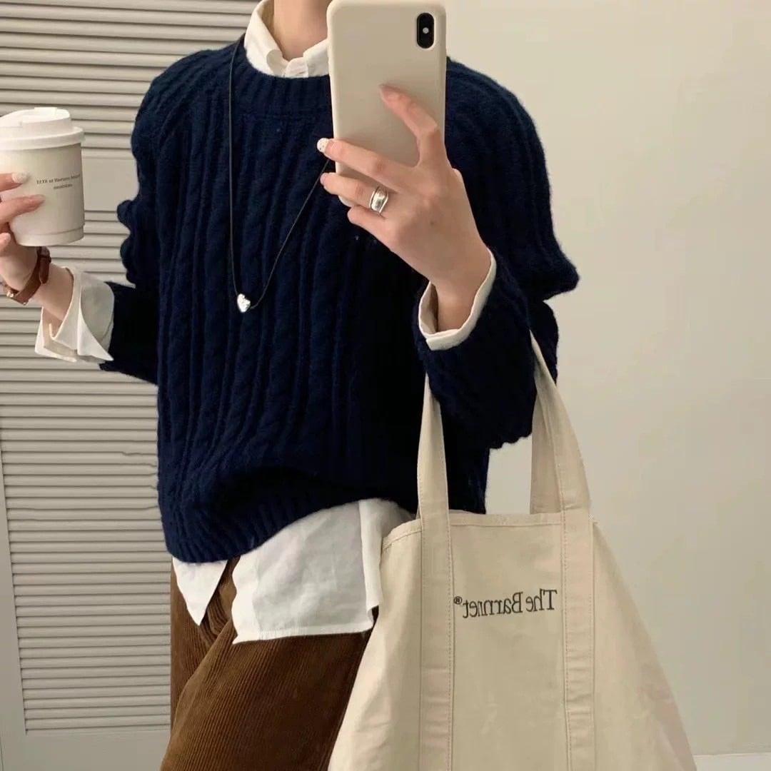 【tops】無地ニットセーター　M27041