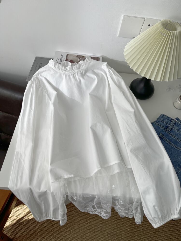 【tops】レース切り替えブラウス　M29703