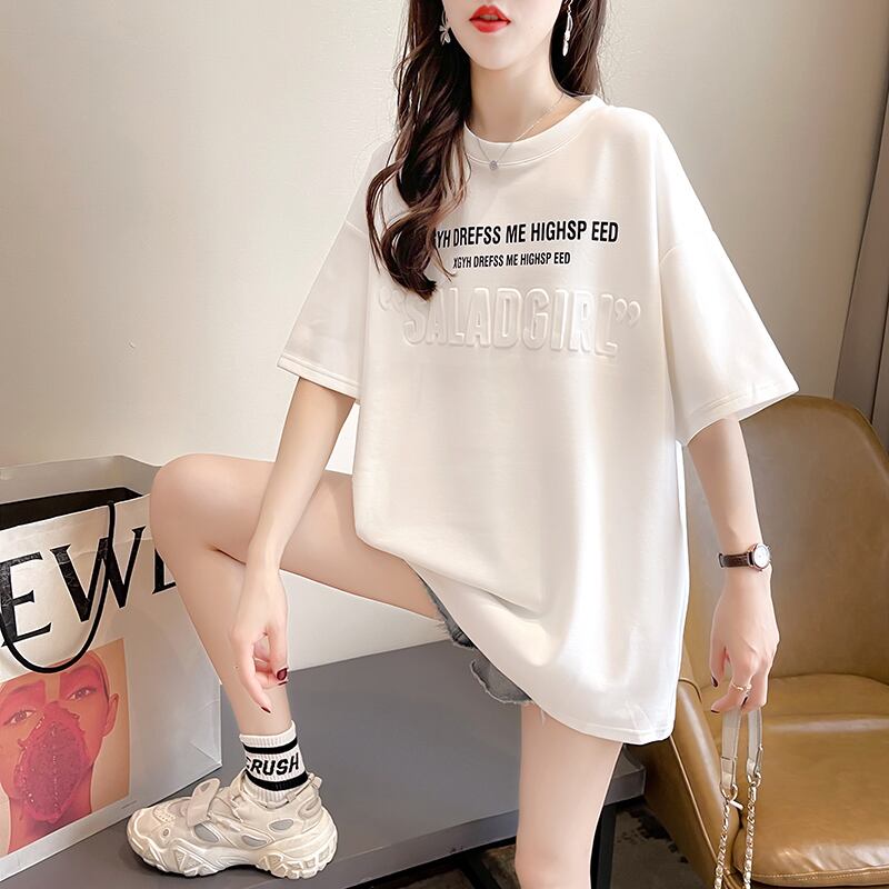 【tops】好感度満載！3色ラウンドネック半袖英字柄ファッションTシャツF0414