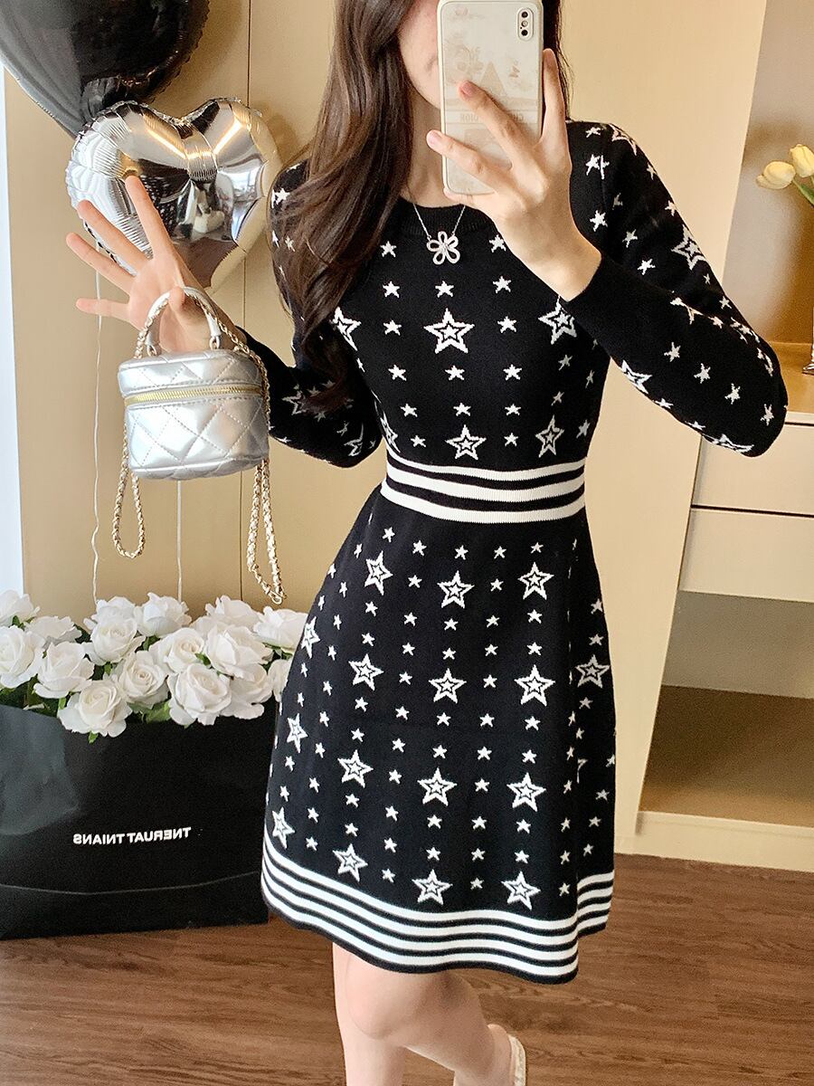 【dress】ジャカードニットワンピース　M28361