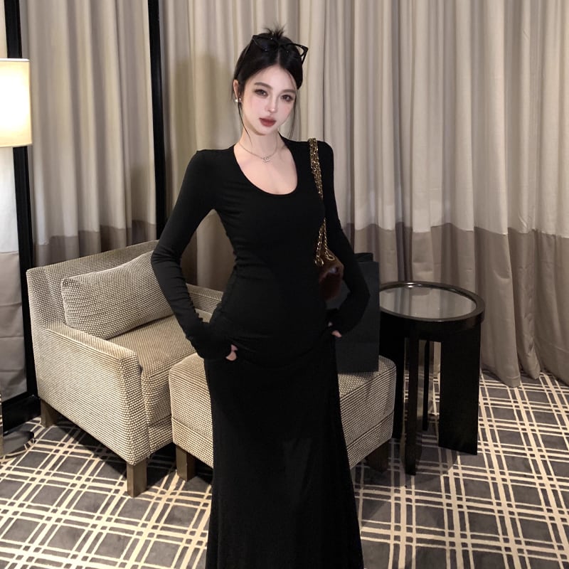 【dress】タイトロングワンピース Q7020