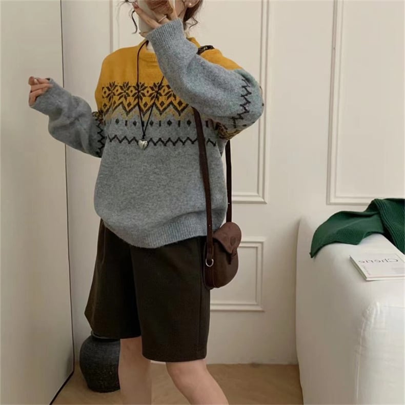【tops】ジャカードニットセーター　M27137