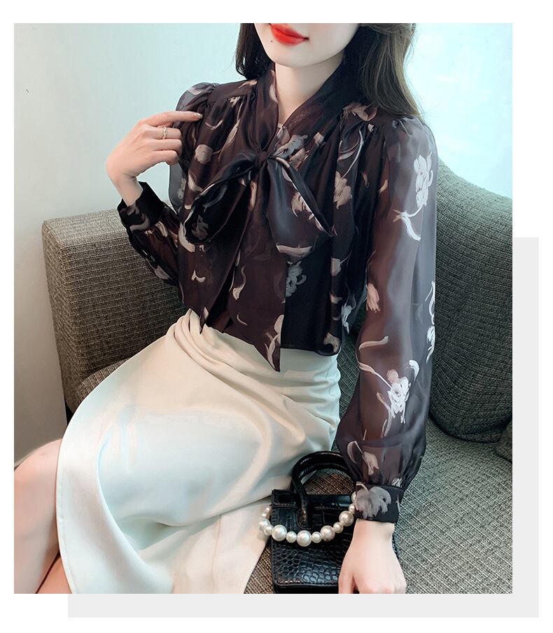 【tops】リボン付きシャツトップス　M28157