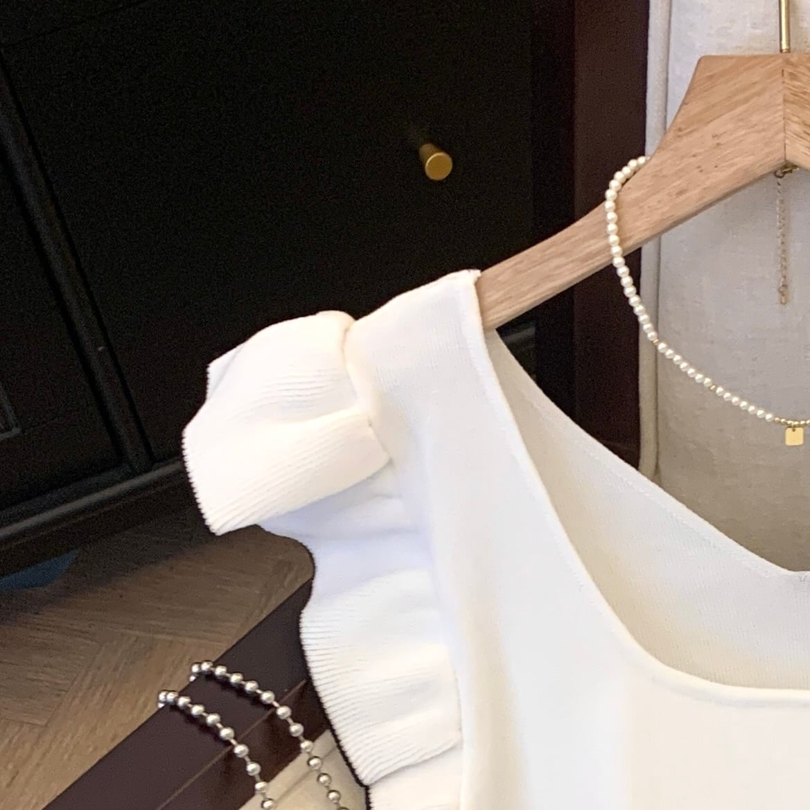 【tops】5色フレンチスリーブニットＴシャツF7442