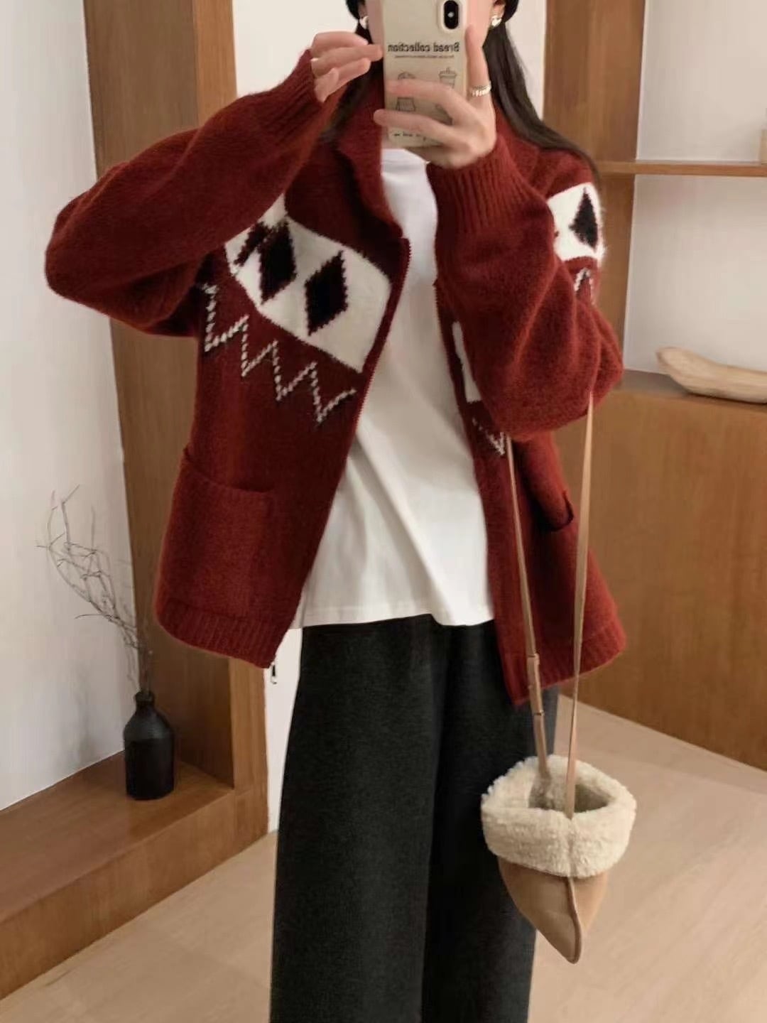 【outer】ファスナーニットカーデ　M26357