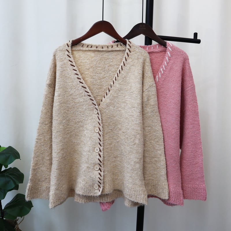 【outer】Vネックニットカーデ　M25695