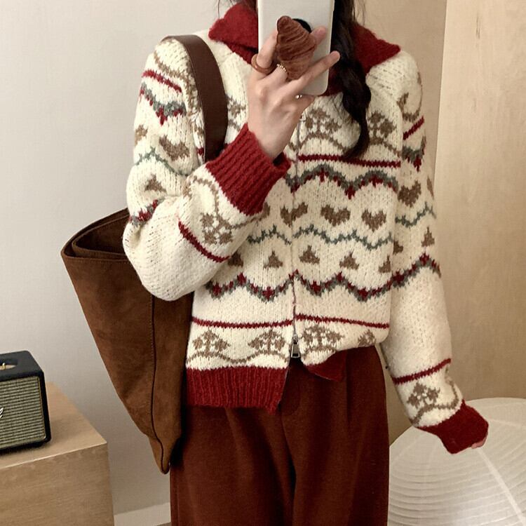 【outer】ジャカードニットカーデ　M27120