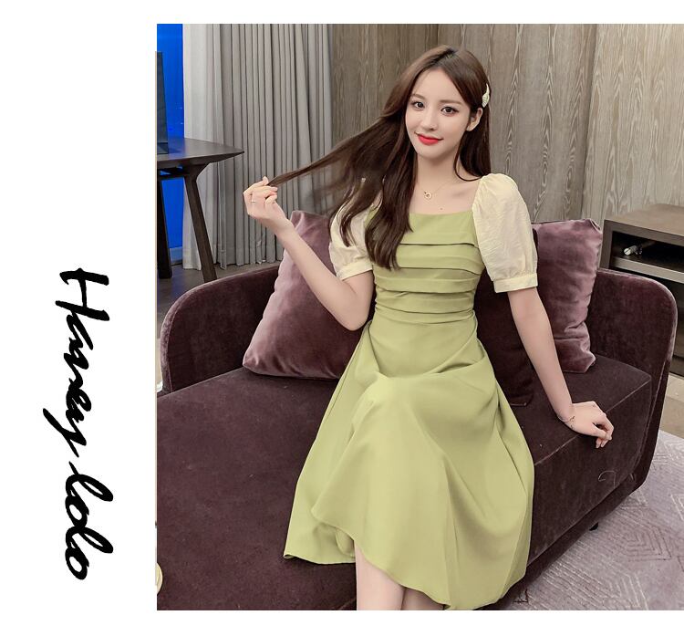 【dress】好感度UP!気質満点レトロパフスリーブ切り替えワンピース