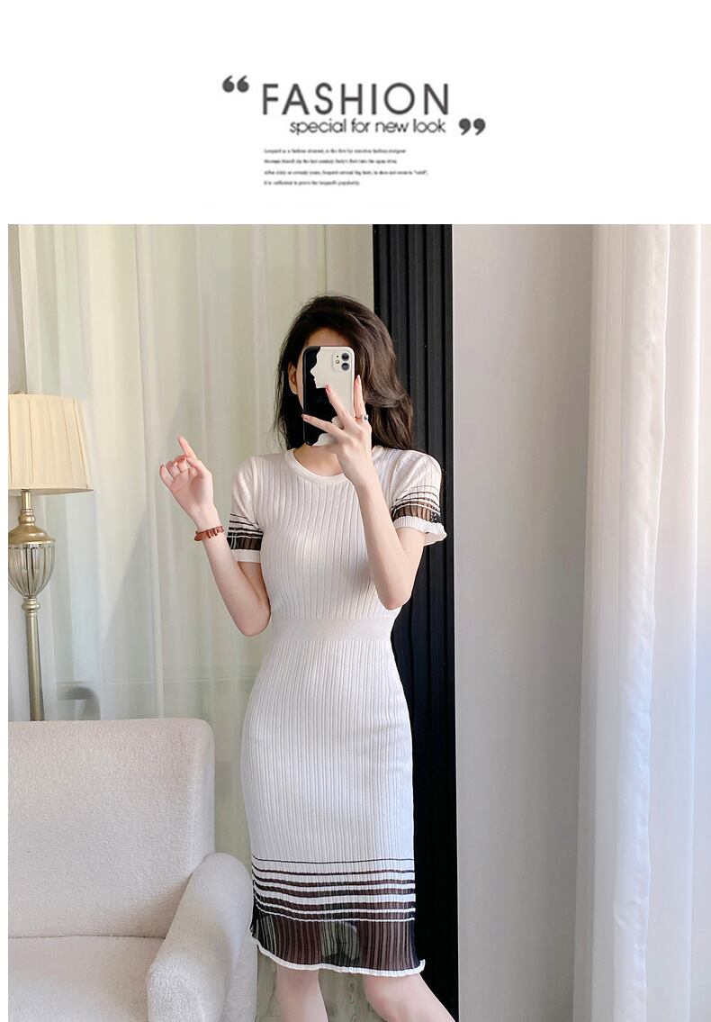 【dress】ラウンドネックニットワンピース G21131