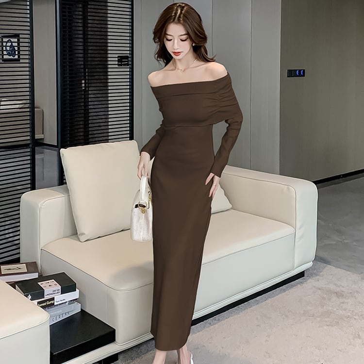 【dress】オフショルダーニットワンピース　M28026