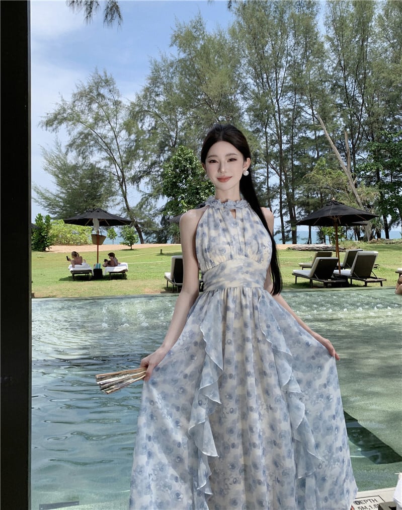 【dress】ホルターネック花柄ワンピース　M24549