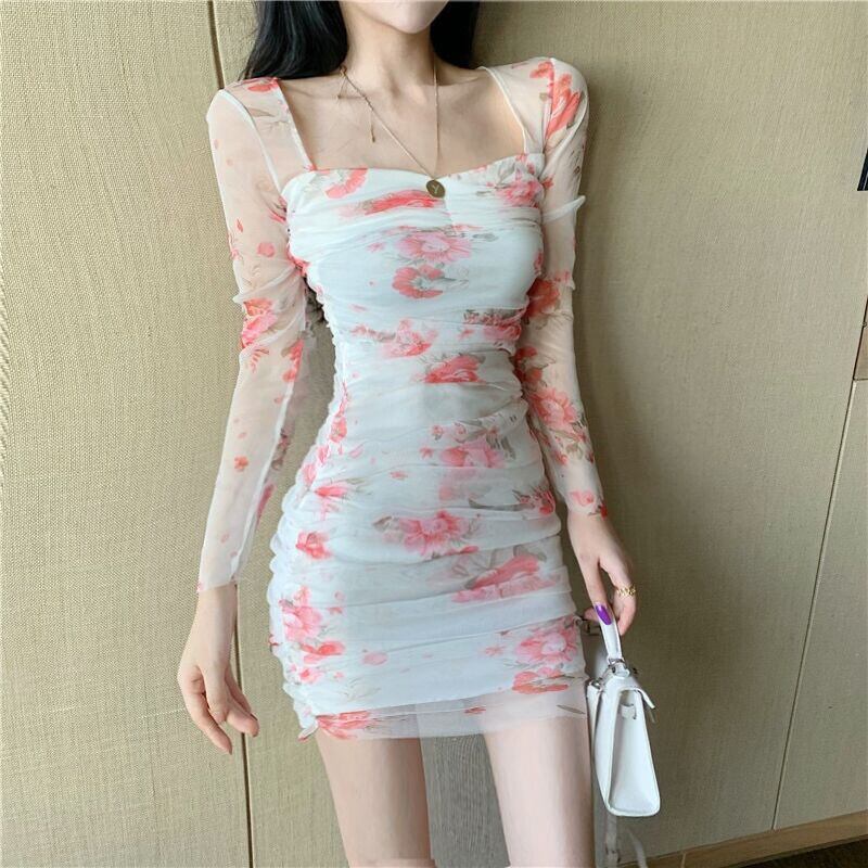 【dress】プリントレースワンピース　M28855
